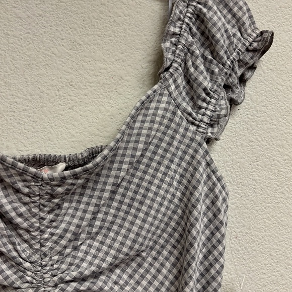 Urban Romantics Gingham Check Rushed Front Crop Top M - Picture 8 of 15